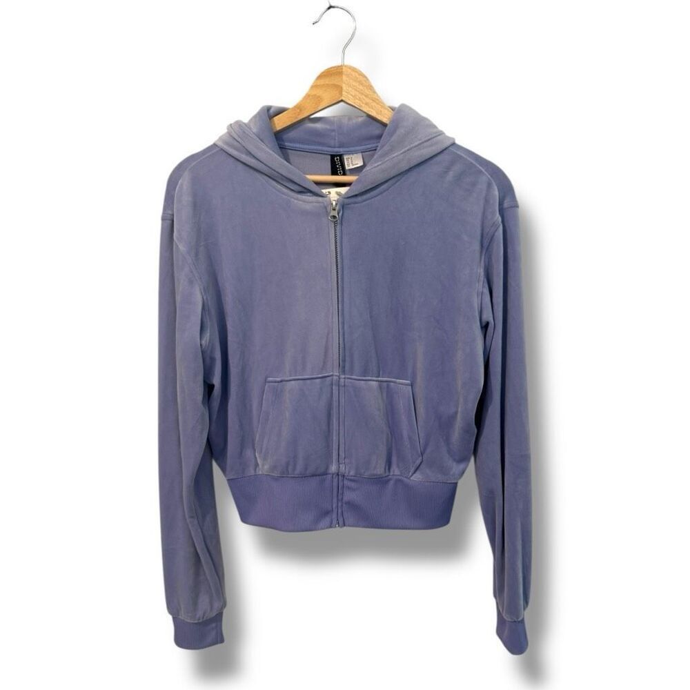 Divided Women's Purple Velour Zip-Up Jacket Size Medium NWT